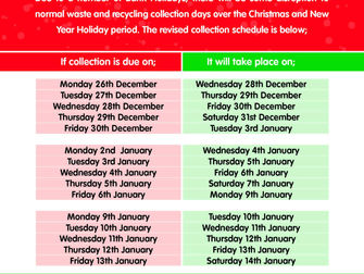 Christmas & New Year Holiday Waste & Recycling Collections